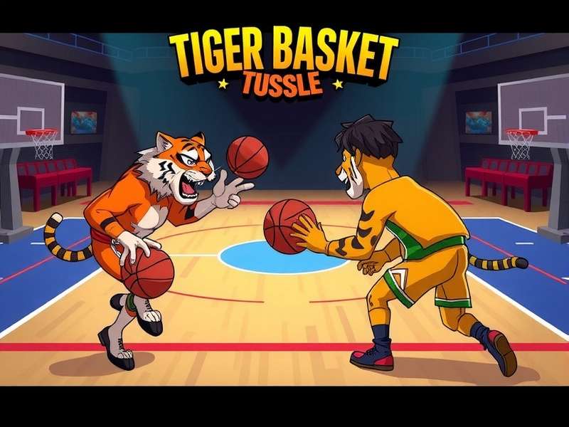 Tiger Basket Tussle Gameplay Screenshot Tiger Basket Tussle Gameplay - 3v3 basketball match with tiger characters